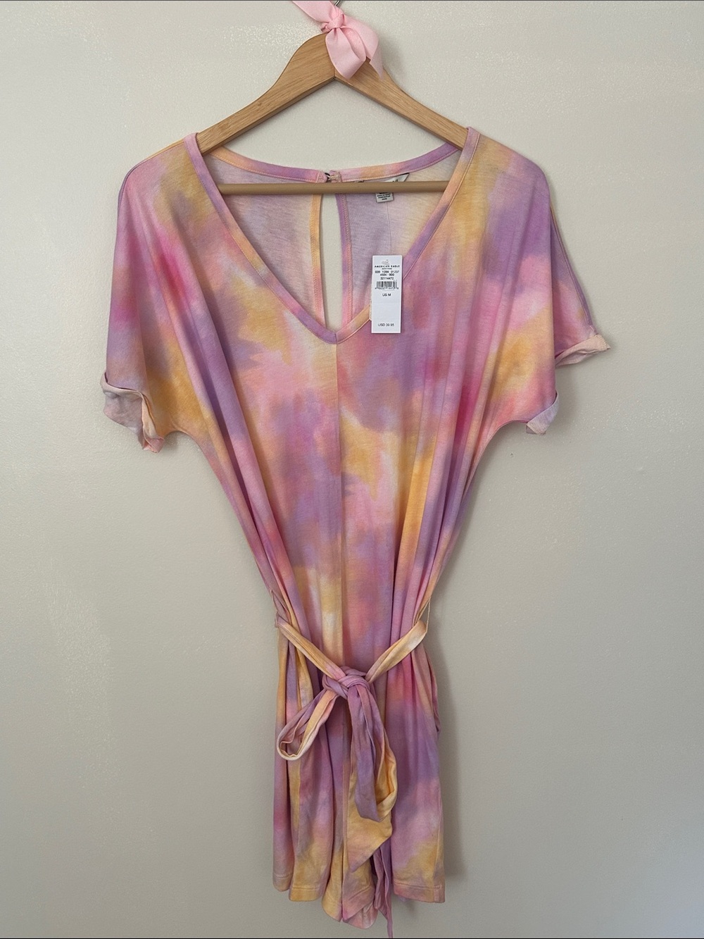 American Eagle Outfitters Pastel Tie-Dye Jumpsuit Romper - Pink, Purple, Yellow - Picture 6 of 6